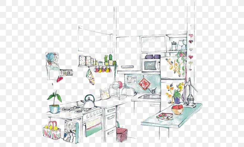 Kitchen Room Drawing Interior Design Services, PNG, 564x494px, Kitchen, Area, Art, Designer, Drawing Download Free