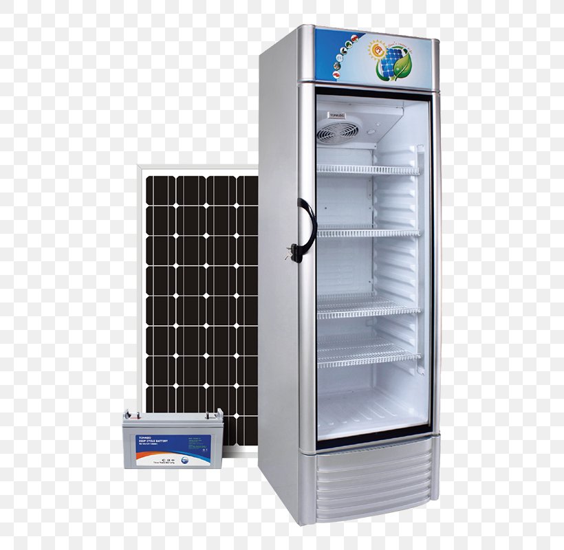 Solar-powered Refrigerator Solar Energy Solar Panels Home Appliance, PNG, 800x800px, Refrigerator, Air Conditioning, Electricity, Energy, Freezers Download Free