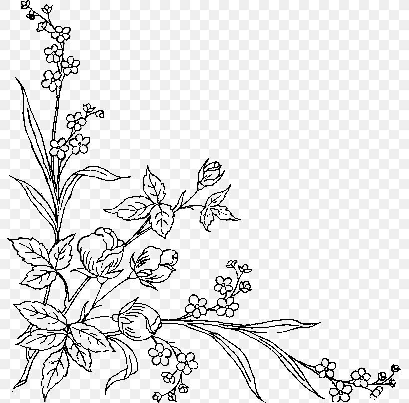Floral Design Black And White Art Pattern, PNG, 791x809px, Floral Design, Area, Art, Black And White, Branch Download Free