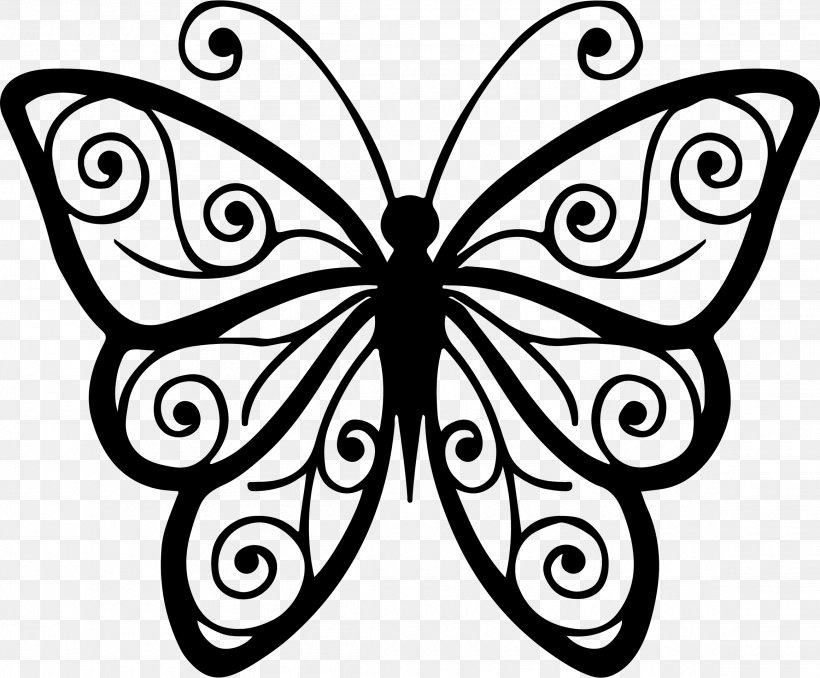 Butterfly Clip Art, PNG, 2320x1920px, Butterfly, Artwork, Black And White, Brush Footed Butterfly, Document Download Free