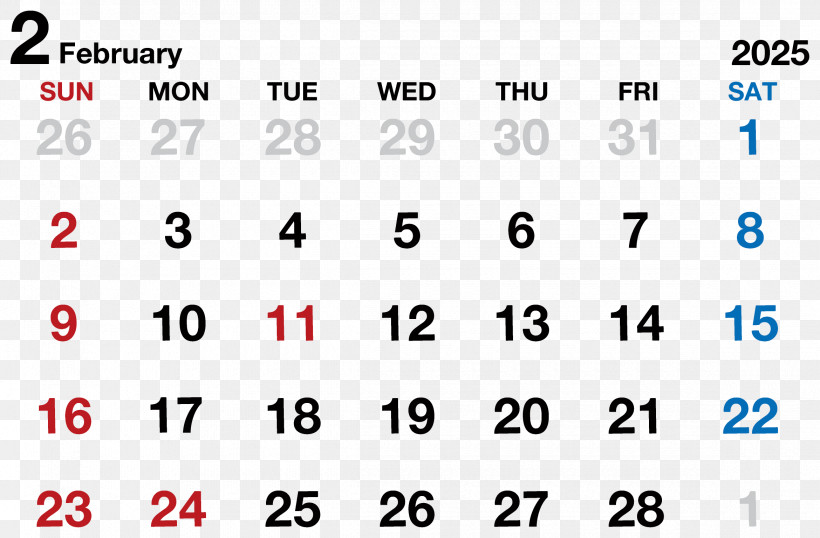 February 2025 Calendar - February 2025 Calendar PNG
