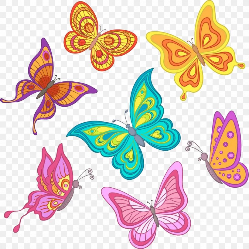 Butterfly Cartoon Stock Illustration Royalty-free, PNG, 1000x1000px, Butterfly, Artwork, Brush Footed Butterfly, Cartoon, Color Download Free