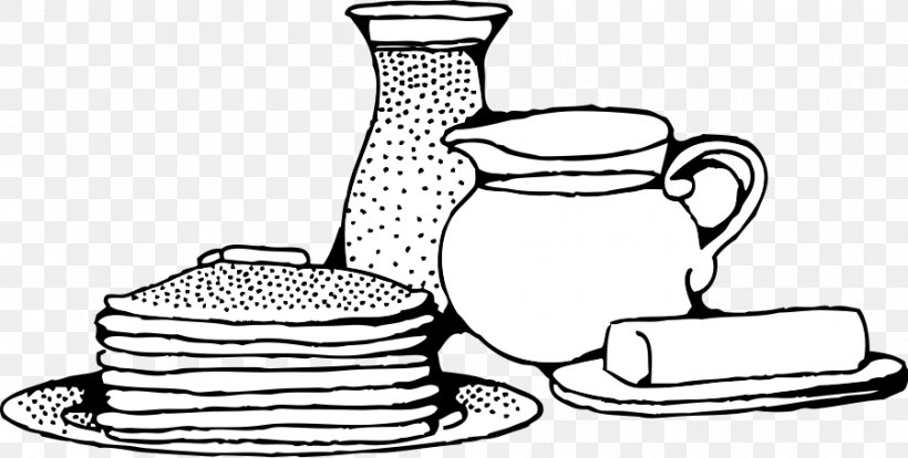Pancake Breakfast Clip Art, PNG, 900x455px, Pancake, Artwork, Black And White, Breakfast, Coffee Cup Download Free