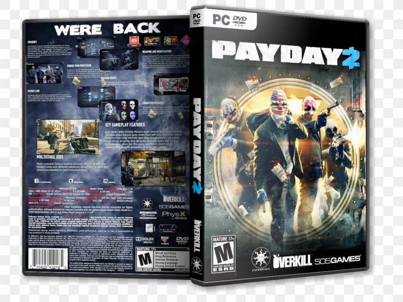 Payday 2 PlayStation 2 Grand Theft Auto V PC Game 505 Games, PNG, 1023x768px, 505 Games, Payday 2, Cooperative Gameplay, Dvd, Film Download Free
