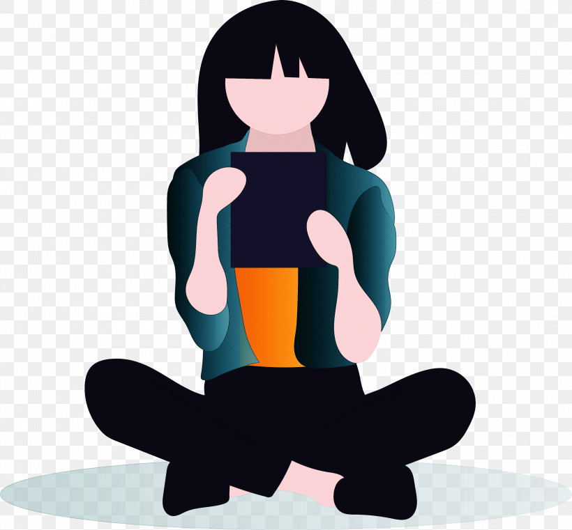 Reading Girl, PNG, 3000x2785px, Reading Girl, Animation, Kneeling, Meditation, Physical Fitness Download Free