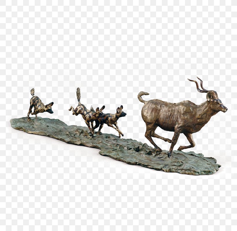 African Wild Dog Bronze Sculpture Hunting Kudu, PNG, 800x800px, African Wild Dog, Antler, Bronze, Bronze Sculpture, Ceramic Download Free
