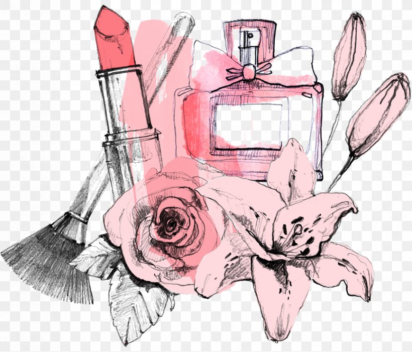 Floral Design Cosmetics Perfume Drawing Clip Art, PNG, 865x740px, Watercolor, Cartoon, Flower, Frame, Heart Download Free