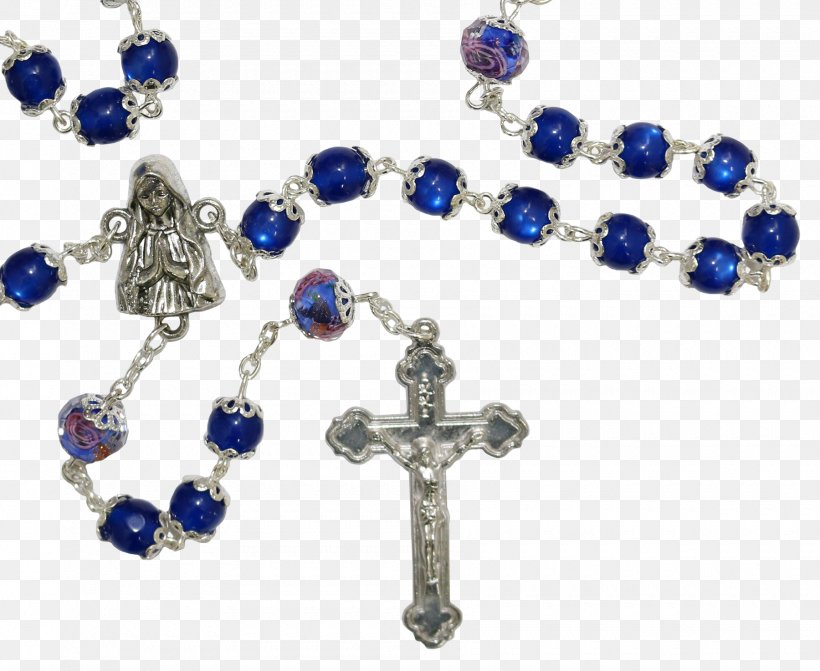 Rosary Blue Sapphire Bead Miraculous Medal, PNG, 1800x1473px, Rosary, Bead, Blue, Body Jewelry, Cobalt Blue Download Free
