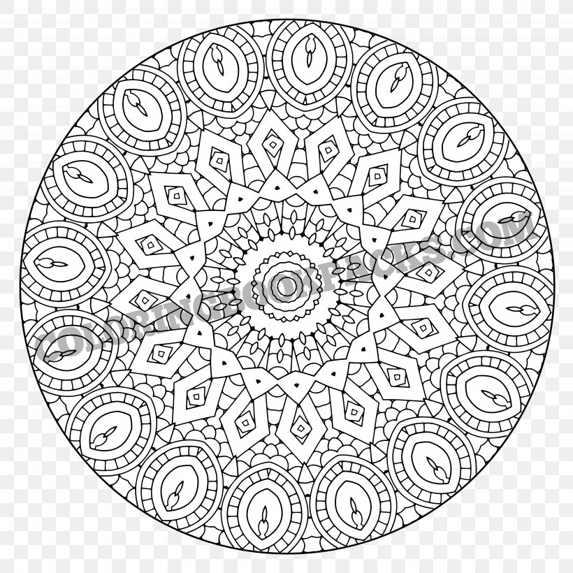 Coloring Book Mandala Drawing Doodle Pattern, PNG, 4500x4500px, Coloring Book, Area, Art, Black And White, Book Download Free