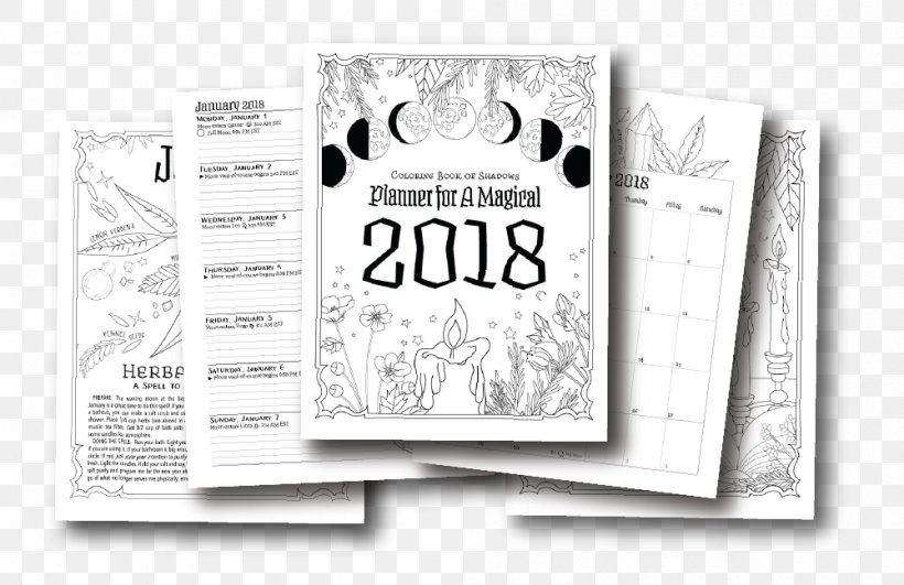 Coloring Book Of Shadows: Book Of Spells Coloring Book Of Shadows: Planner For A Magical 2018 Spell Crafts, PNG, 1000x648px, Book Of Shadows, Black And White, Book, Brand, Coloring Book Download Free