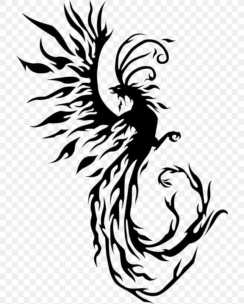 phoenix feather black and white clipart