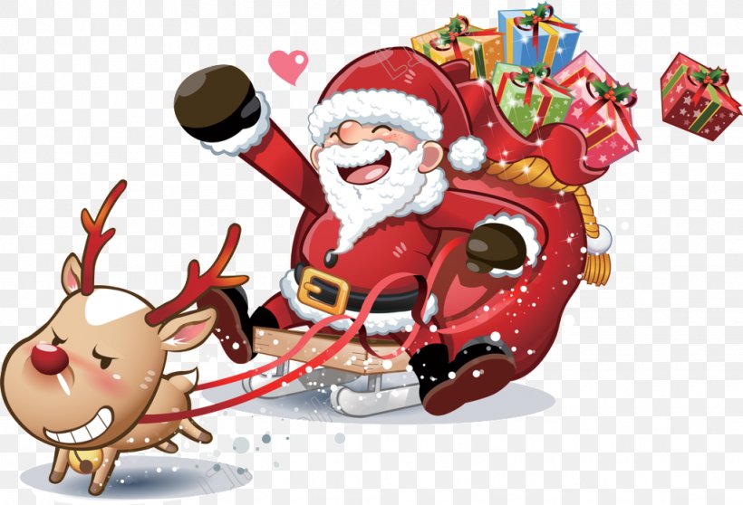 Santa Claus Christmas Day Gift Christmas Card New Year, PNG, 1024x698px, Santa Claus, Animation, Cartoon, Christmas, Christmas Card Download Free