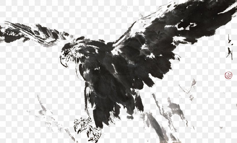 U6c34u58a8u753bu9e70 Ink Painting, PNG, 2000x1210px, Ink, Bird Of Prey, Black And White, Brand, Eagle Download Free