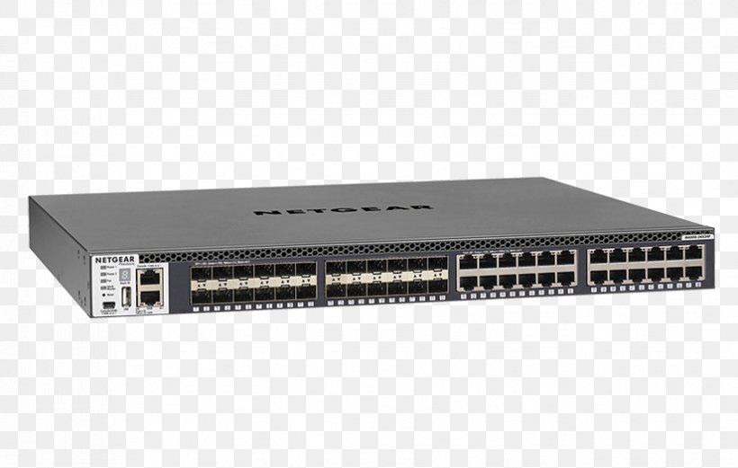 NETGEAR ProSAFE M4300-8X8F Network Switch 10 Gigabit Ethernet Port, PNG, 825x525px, 10 Gigabit Ethernet, 19inch Rack, Network Switch, Computer Network, Electronic Component Download Free