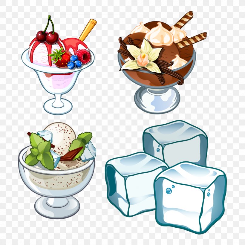 Ice Cream Sundae Vector Graphics Image, PNG, 1000x1000px, Ice Cream, Artwork, Caramel, Cartoon, Cuisine Download Free