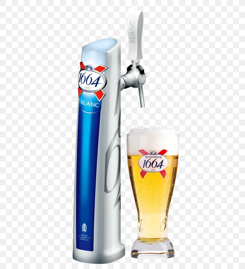 Kronenbourg 1664 Blanc France .5L Frosted Weizen Pilsner Beer Glass Nucleated 
