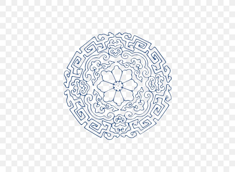 Blue And White Pottery Motif Circle Clip Art, PNG, 600x600px, Blue And White Pottery, Area, Black And White, Disk, Motif Download Free