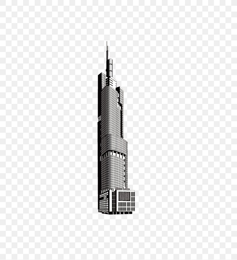 Black And White Skyscraper High-rise Building, PNG, 286x901px, Black And White, Black, Building, Facade, Monochrome Download Free