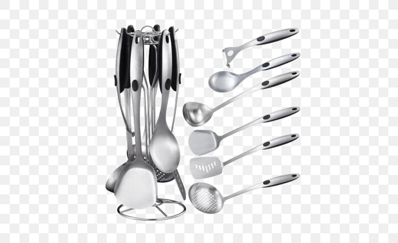 Kitchen Wok Stock Pot Ladle Spoon, PNG, 500x500px, Kitchen, Black And White, Cookware And Bakeware, Cutlery, Fork Download Free