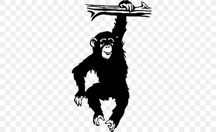 Chimpanzee Drawing Monkey Tree, PNG, 500x500px, Chimpanzee, Ape, Bear, Black And White, Branch Download Free