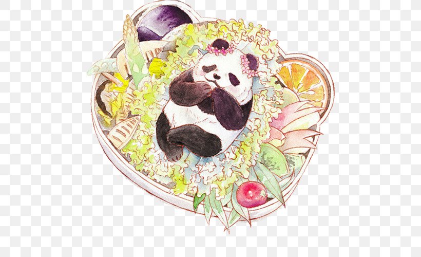 Giant Panda Onigiri Fast Food Bento, PNG, 500x500px, Giant Panda, Bento, Cuteness, Fast Food, Flower Download Free