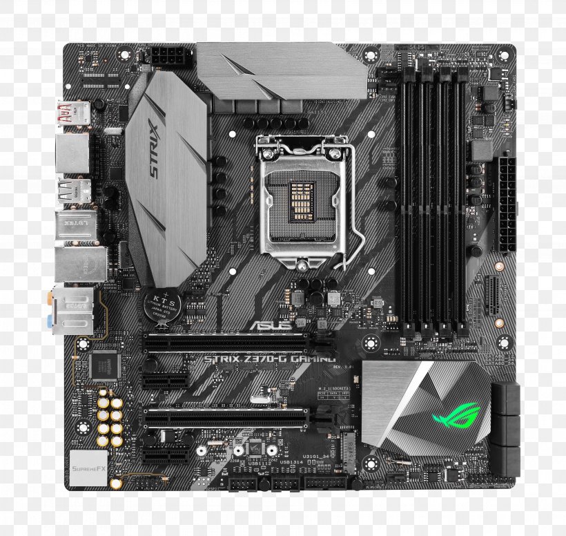 Intel LGA 1151 MicroATX ASUS ROG STRIX Z370-G GAMING Motherboard, PNG, 3728x3528px, Intel, Asus, Asus Rog Strix Z370g Gaming, Atx, Coffee Lake Download Free