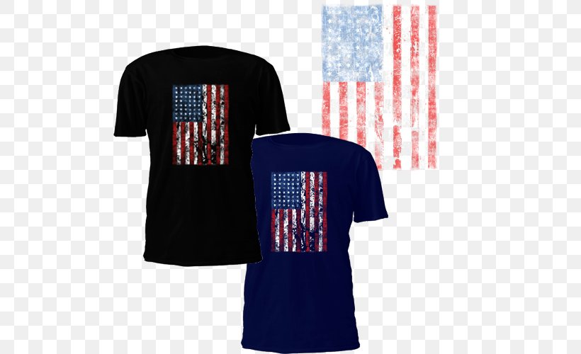 T-shirt Flag Of The United States Sleeve, PNG, 500x500px, Tshirt, Active Shirt, All Over Print, Blue, Brand Download Free
