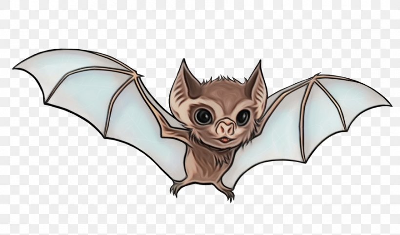 Bat Vampire Bat Little Brown Myotis Cartoon Fictional Character, PNG, 900x531px, Watercolor, Bat, Big Brown Bat, Cartoon, Fictional Character Download Free