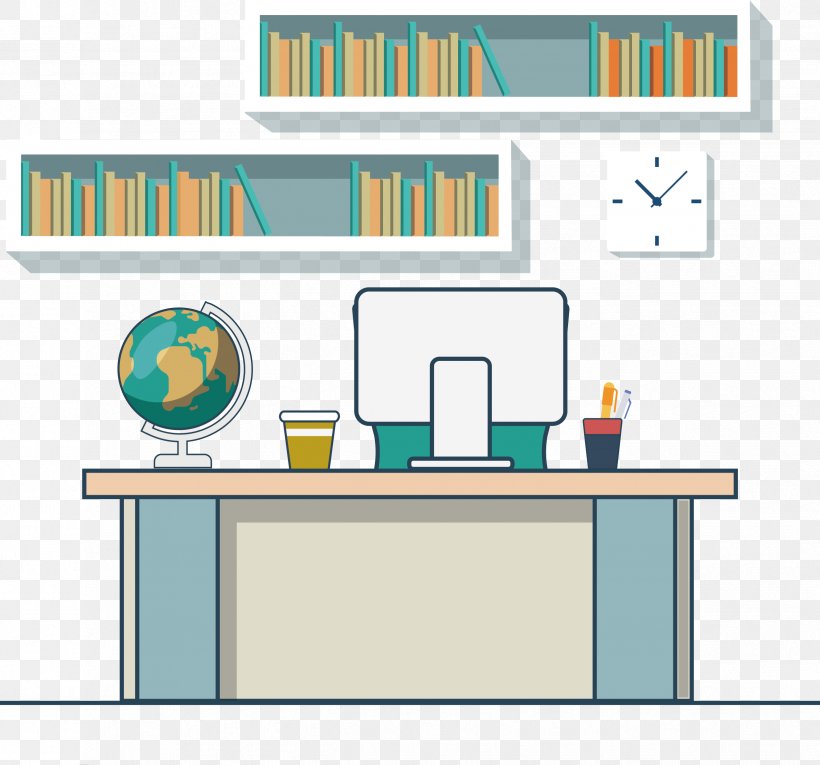 Office Cartoon, PNG, 2447x2285px, Office, Area, Bookcase, Cartoon, Chair Download Free