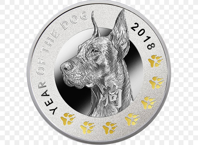 Dog Breed Silver Coin, PNG, 600x600px, 2018, Dog, Carnivoran, Chinese Calendar, Chinese Zodiac Download Free