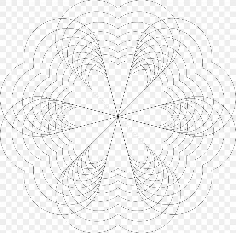 Petal Circle Point Flowering Plant Line Art, PNG, 2982x2943px, Petal, Area, Black And White, Drawing, Flower Download Free