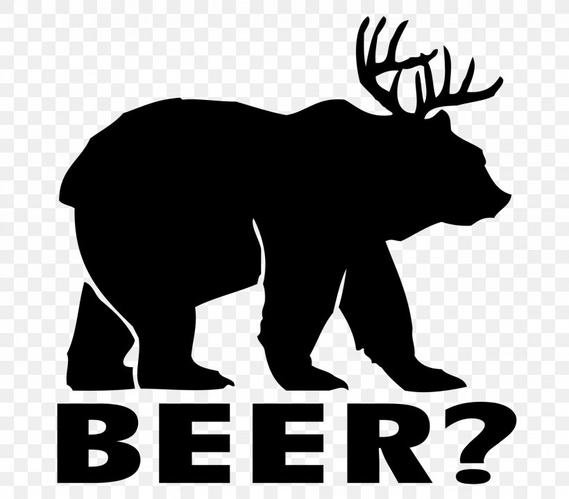 Bear Deer Decal Sticker Beer, PNG, 2048x1798px, Bear, Antler, Beer, Black And White, Bumper Sticker Download Free