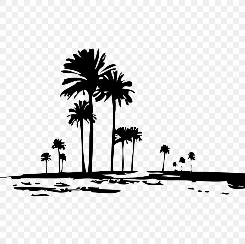 Euclidean Vector Illustration, PNG, 1181x1181px, Wall Decal, Arecaceae, Black, Black And White, Coconut Download Free