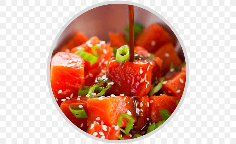 Poke Sushi Smoked Salmon Recipe Cuisine Of Hawaii, PNG, 500x500px, Poke, Cooking, Cuisine Of Hawaii, Dish, Flavor Download Free