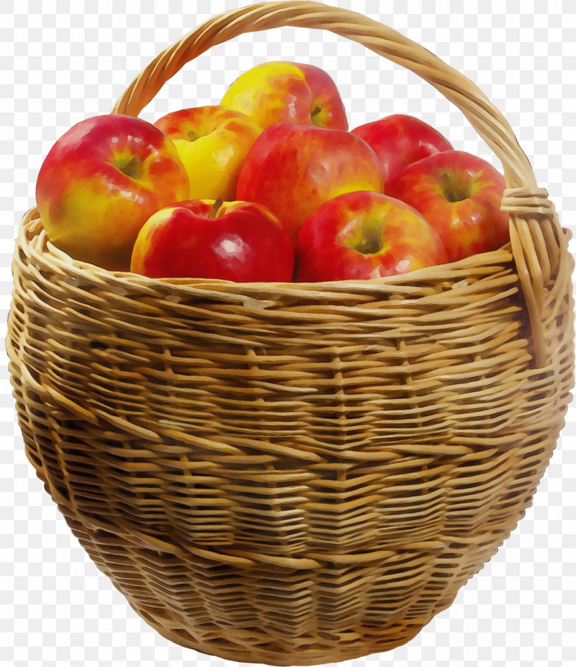 Wicker Apple Natural Foods Fruit Basket, PNG, 1382x1600px, Watercolor, Accessory Fruit, Apple, Basket, Food Download Free