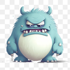 Monster - Blue Cartoon Monster With Furry Features PNG