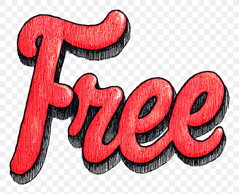 Word Free - Red Free Text Typography PNG