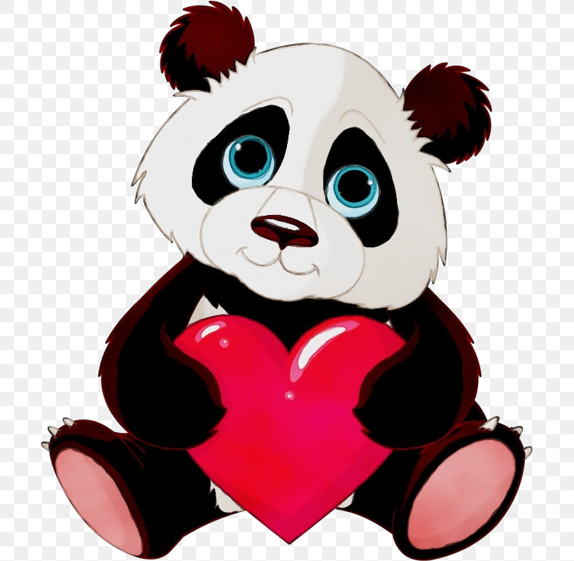 Giant Panda Royalty-free Heart Cuteness Kawaii, PNG, 704x801px, Watercolor, Cuteness, Giant Panda, Heart, Kawaii Download Free