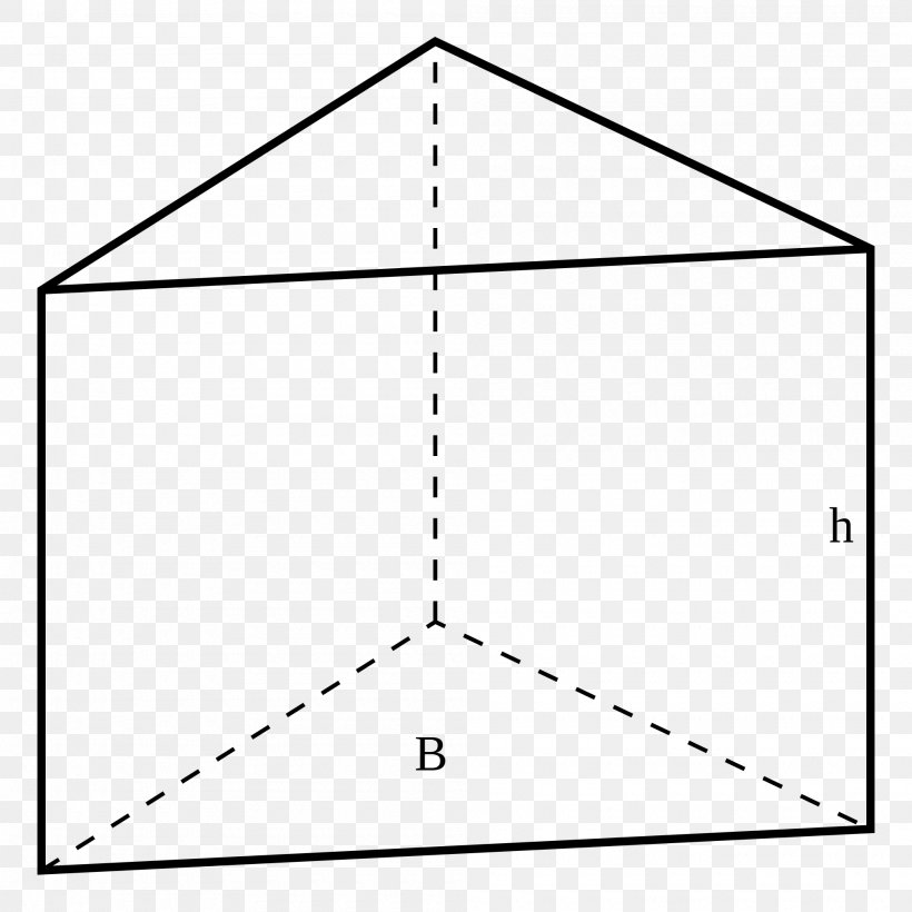 Triangular Prism Pyramid Shape Clip Art, PNG, 2000x2000px, Triangular Prism, Area, Black, Black And White, Diagram Download Free
