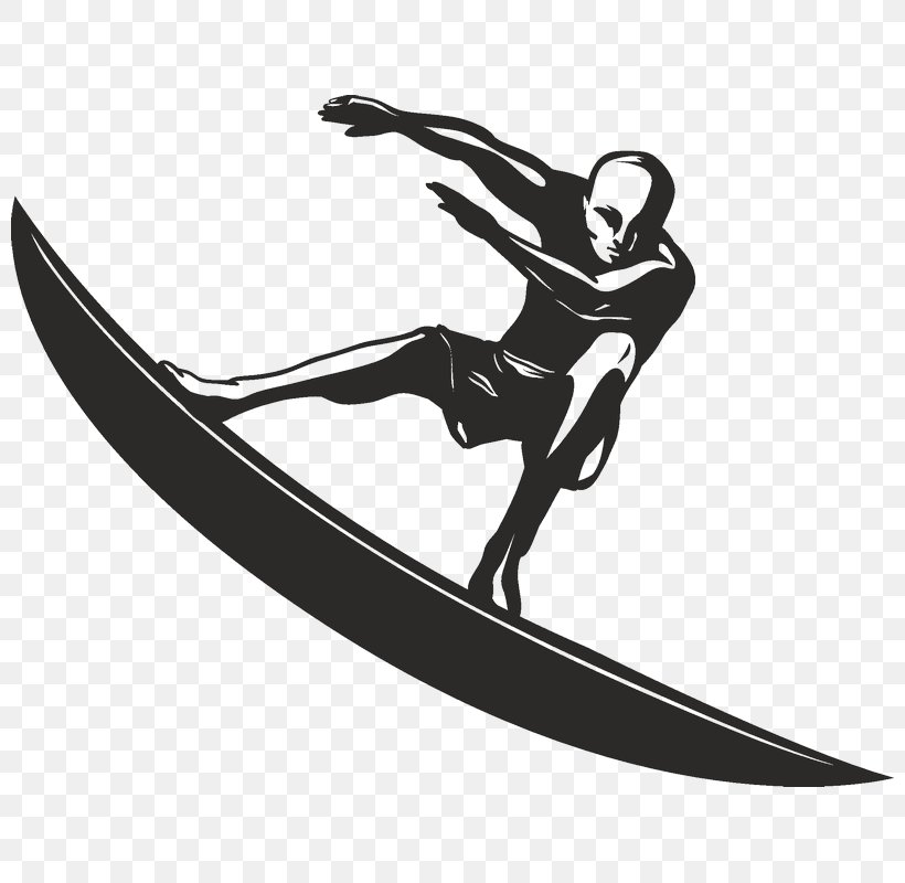 Wall Decal Surfing, PNG, 800x800px, Wall Decal, Black And White, Decal, Joint, Silhouette Download Free