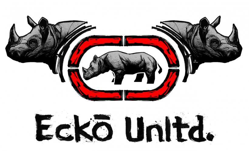 T-shirt Eckō Unltd. Clothing Rhinoceros Brand, PNG, 1299x792px, Tshirt, Black And White, Brand, Carnivoran, Cattle Like Mammal Download Free