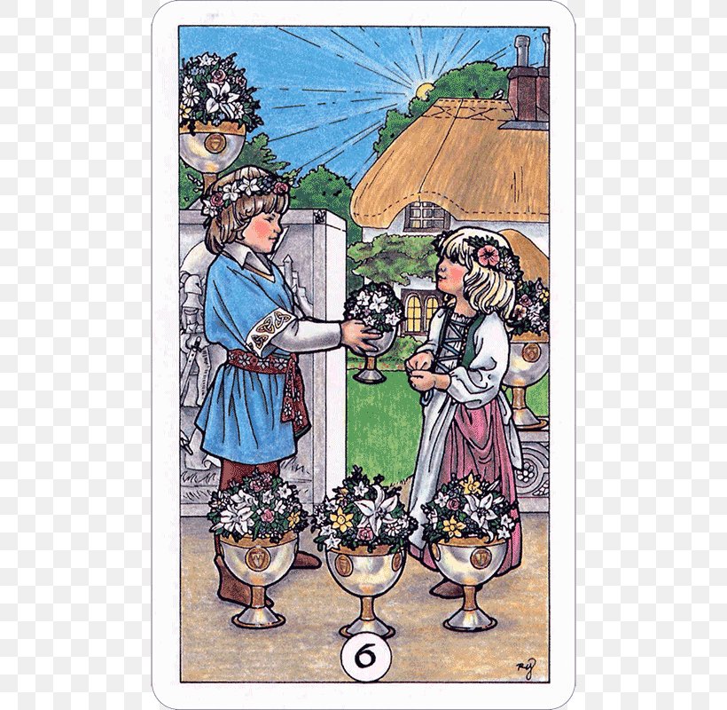 The Robin Wood Tarot Suit Of Cups Six Of Cups Playing Card, PNG, 600x800px, Tarot, Art, Fool, High Priestess, Llewellyn Worldwide Download Free