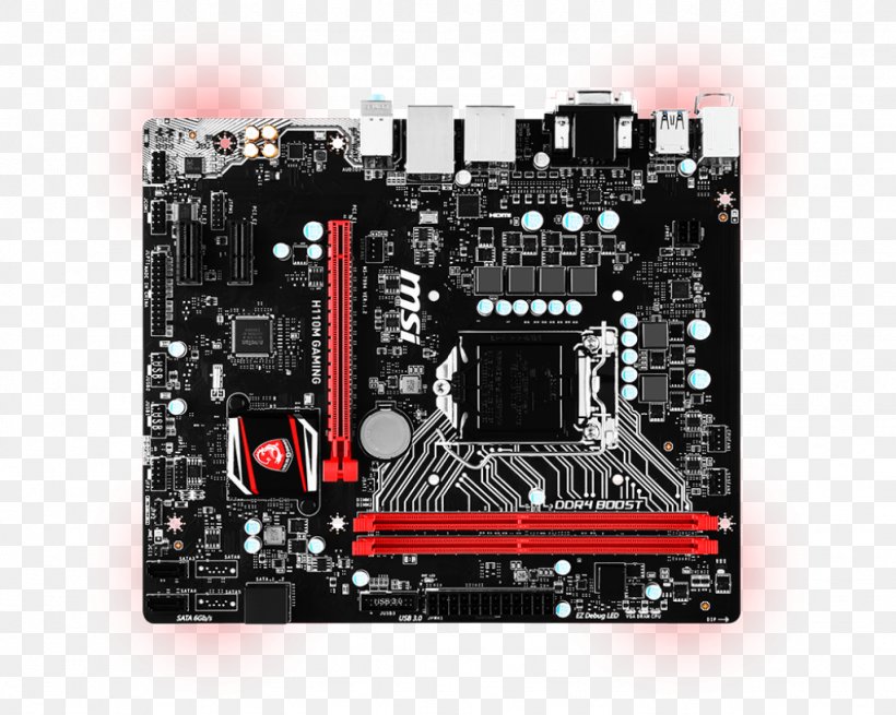 Intel LGA 1151 MSI H110M GAMING Motherboard, PNG, 1024x819px, Intel, Atx, Computer, Computer Component, Computer Hardware Download Free