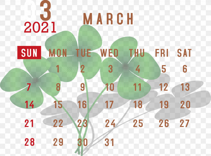 March 2021 Printable Calendar March 2021 Calendar 2021 Calendar, PNG, 3000x2225px, 2021 Calendar, March 2021 Printable Calendar, Biology, Leaf, March Calendar Download Free