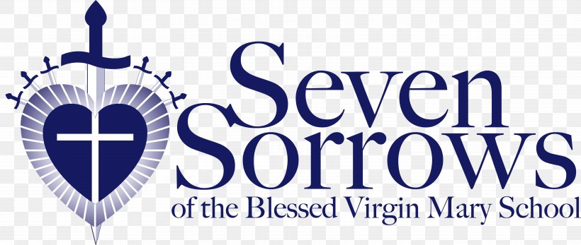 Seven Sorrows BVM Church Our Lady Of Sorrows Catholic Logo, PNG, 6655x2821px, Our Lady Of Sorrows, Blue, Brand, Catholic, Church Download Free