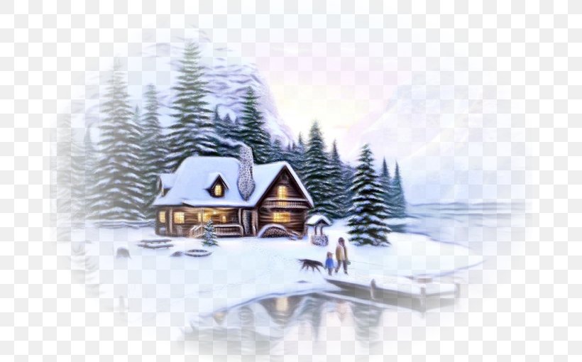 Winter Snow Property Home Tree, PNG, 680x510px, Watercolor, Freezing, Frost, Home, House Download Free