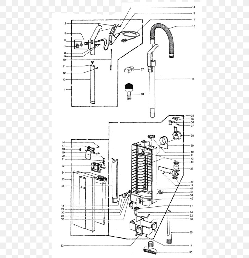 Sebo Automatic X4 Vacuum Cleaner Diagram Home Appliance, PNG, 590x851px, Sebo, Area, Artwork, Bissell, Black And White Download Free