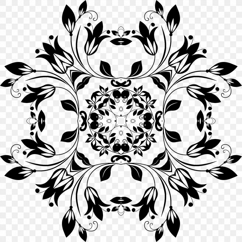 Floral Design Flower Clip Art, PNG, 2352x2352px, Floral Design, Abstract Art, Art, Black, Black And White Download Free