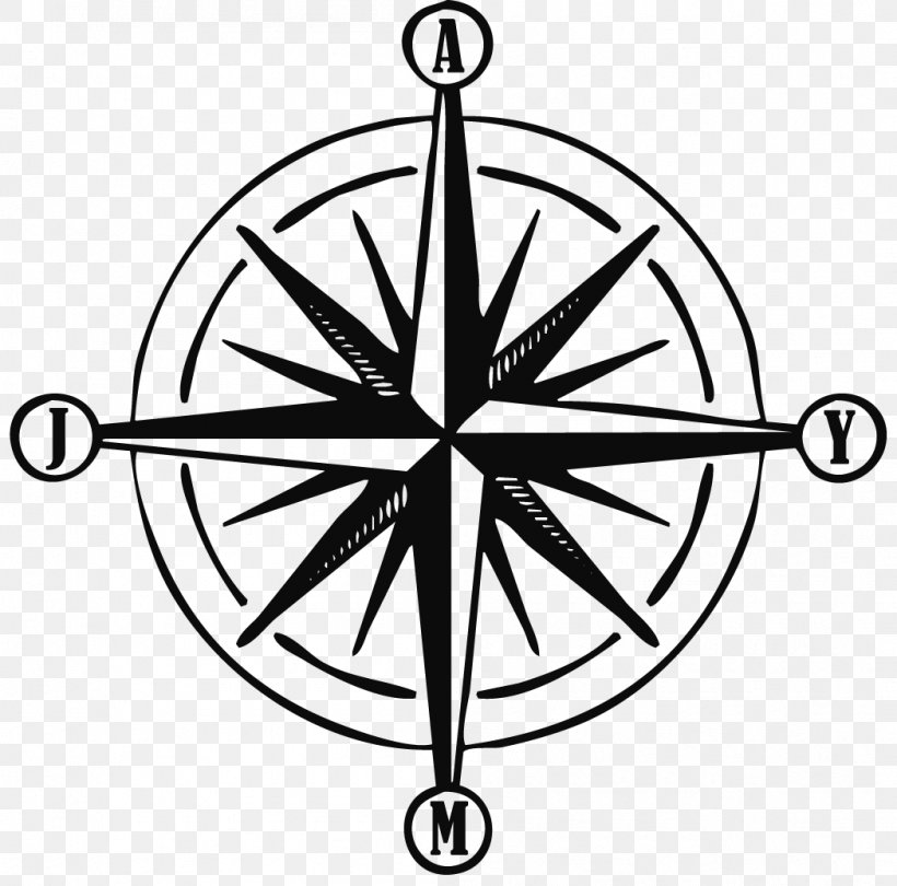 Compass Rose Points Of The Compass Tattoo Flower In The Sun, PNG, 1048x1036px, Compass, Black And White, Compass Rose, Fleurdelis, Initial Download Free