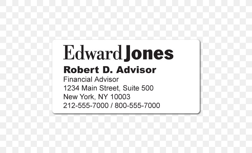 Paper Edward Jones Investments Label Sticker Brand, PNG, 500x500px, Paper, Area, Brand, Business, Business Cards Download Free